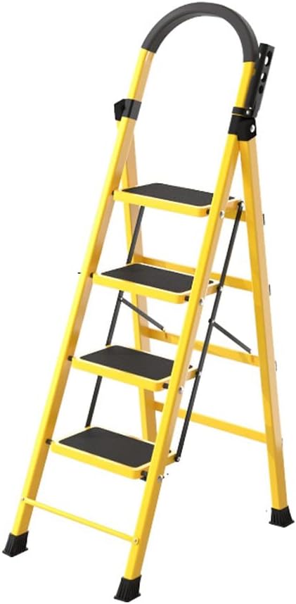 YYDS Ladders Folding Step Stool Steel Oxide 4 Step Herringbone Ladder with Anti-Slip Pedal for Home Use Space Saving Stepladders Anti-Slip (Size : 145X43X76cm)