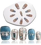 COOLYOUNG Handmade Press on Nails Spring Nails, Bundle Price of "Blue Melancholy" and "Panacea"(M)