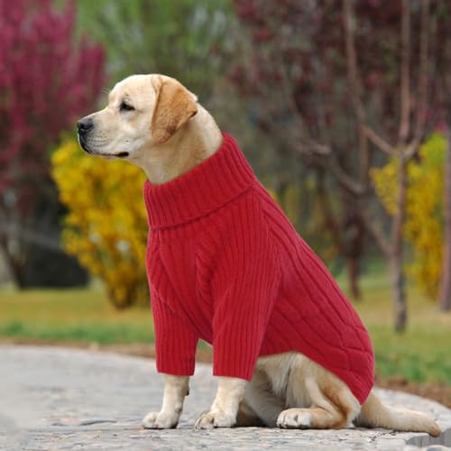 Pull pour chien de grande taille tricoté rouge en taille L - 7