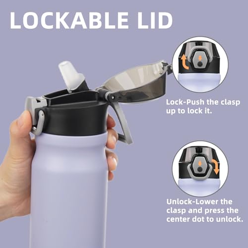 Image of Konokyo 18 oz Insulated Stainless Steel Sports Water Bottle with Straw Lid