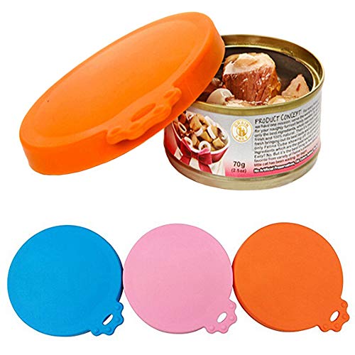 1 x Silikon-Abdeckung für Tierfutter, versiegelt, Universaldeckel für Hundedosen, Deckel für Frischhaltedosen, zufällige Farbe