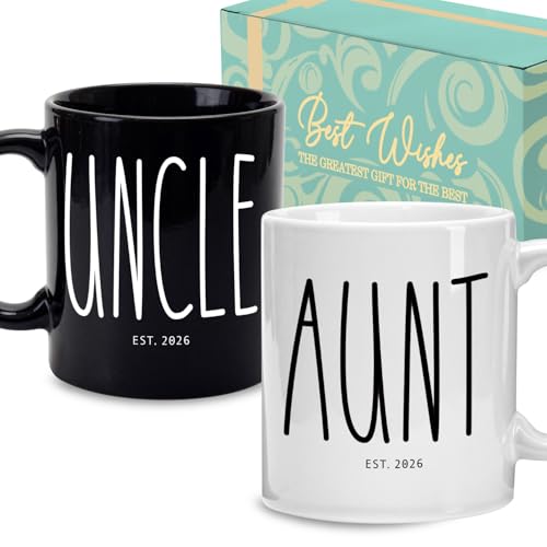 Palasarkaaa Promoted to Aunt & Uncle EST 2026 Mugs Set, First Christmas Gifts for Aunt &...
