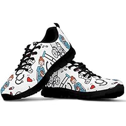 Playeras Personalizadas Para Trabajo POLERO Nurse Zapatilla de Deporte Mujer Zapatillas Casual Zapatillas De Enfermera Zapatos para Correr con Cordones Zapato Plano para Caminar Zapatillas De Tenis De Malla, Talla 38