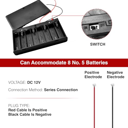 Batteriehalter 12V 8xAA Batteriefach mit Schalter, Robustes Kunststoff 12V Batteriehalter AA Gehäuse für Heimwerker, DIY, LED-Beleuchtung, Spielzeuge, Modelle & Elektronische Geräte Langlebig