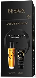 Revlon Professional Orofluido Vegan Hair & Body Wellness Set, Gifts For Women/Men With Argan Elixir Oil & Argan Oil-infused Body Cream (2 x 50ml)