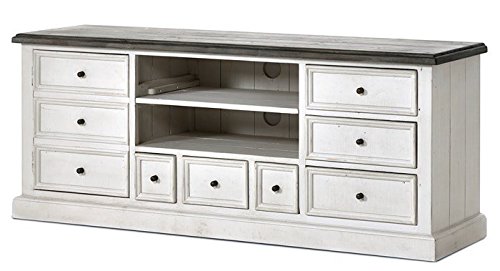 Image of APRODZ Mango Wood Flaminio TV Stand Cabinet for Home | TV Unit for Living Room | White Finish