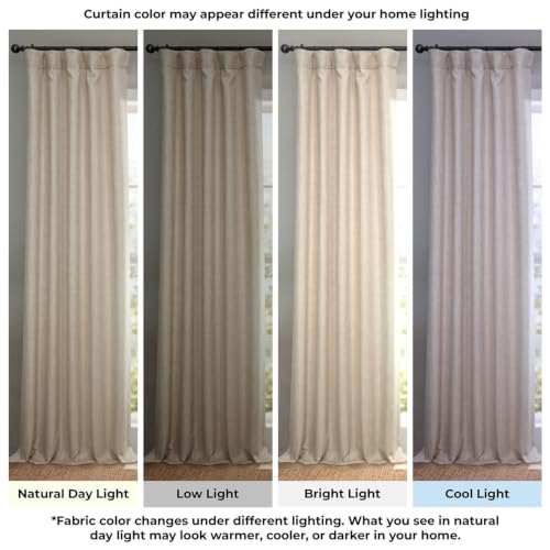 Image of HPD Half Price Drapes - Faux Linen Curtains for Living Room (1 Panel) - 100W X 120L - Extra Wide Textured Room Darkening Curtains for Bedroom 120 Inches Long - Drapes for Home Decor, Thatched Tan