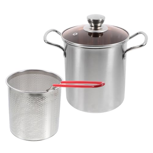 Garneck 1Set Deep Fryer with Fry Basket Ergonomic Cooking Pot for Easy Frying for Home Use and Housewarming