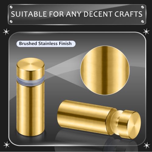 Image of Pelopy 24 Pcs Sign Standoff Screws Advertising Screws Stainless Steel Wall Standoff Mounts Glass Acrylic Nail (1 /2 x 1 Inch,Gold)
