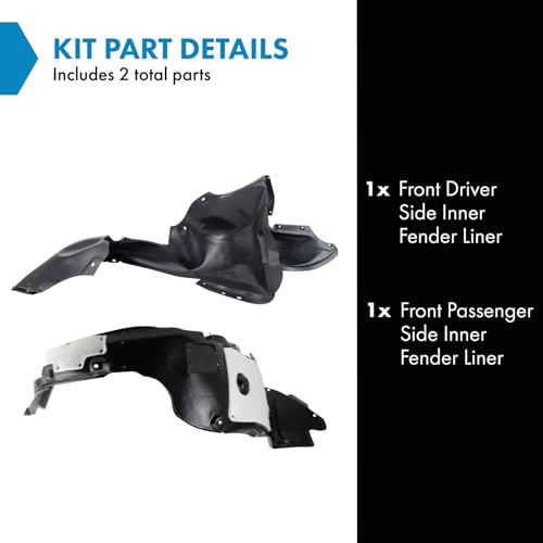 Image of TRQ Front Inner Fender Liner Set Compatible with 2012-2014 Volkswagen Jetta VW1248120 VW1249122