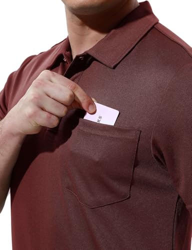 Image of Rdruko Men's Polo Shirts Short Sleeve Quick Dry Outdoor Golf Sports Shirts with Pocket