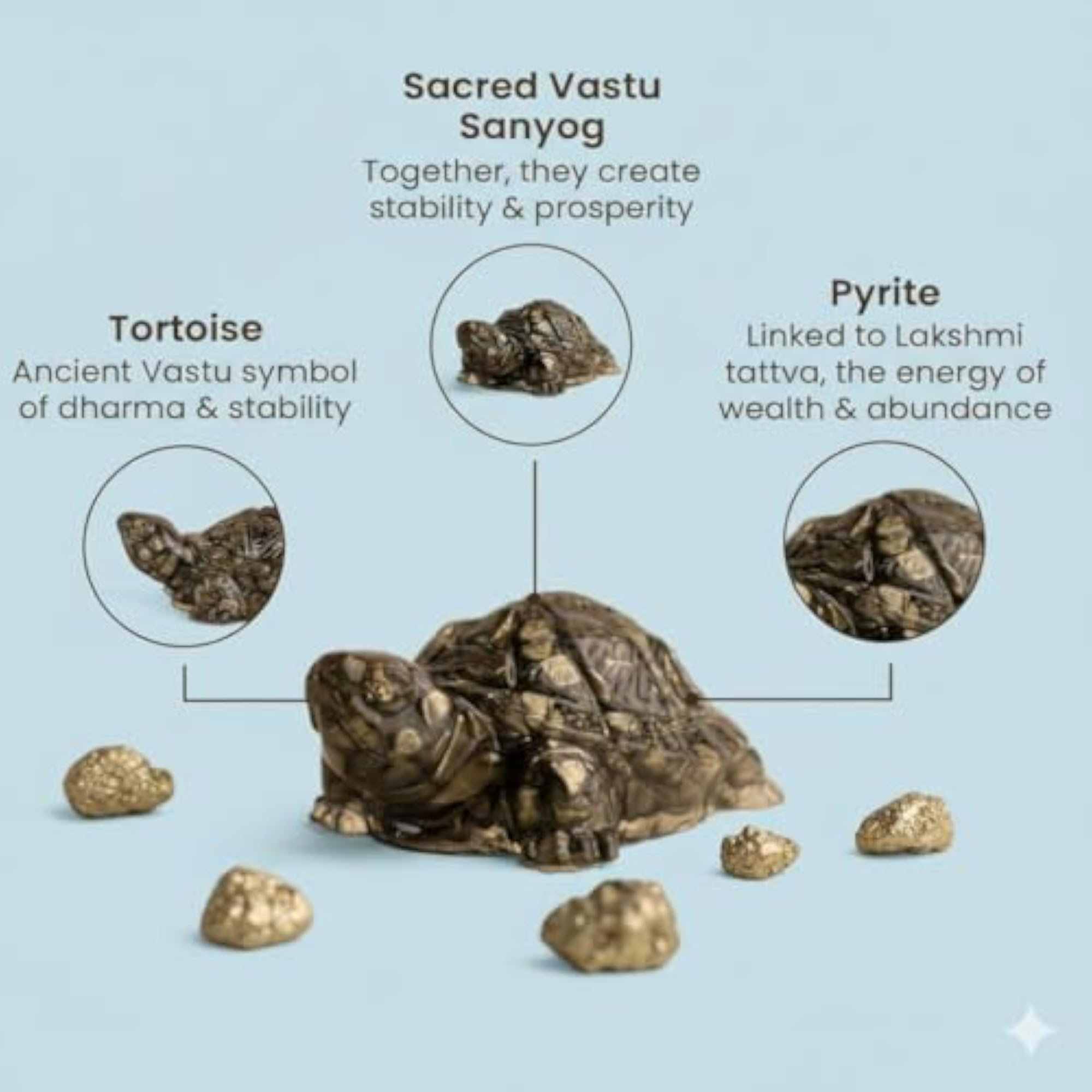 Bhakti Natural Pyrite Tortoise for Good Luck & Wealth