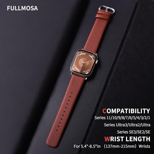 Image of Fullmosa Leather Band Compatible with Apple Watch Band 42mm 44mm 45mm 46mm 49mm, Genuine Leather Replacement Strap for iWatch Ultra3 /2 /1 SE3 /2 /1 Series 11 10 9 8 7 6 SE 5 4 3