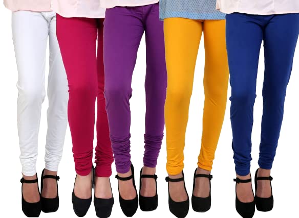 Anekaant Cotton Lycra Women's Churidar Legging Pack of 5