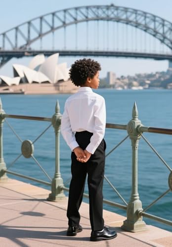 Boys Dress Pants Slim Fit School Uniform Pants for Boys Adjustable Waist Trousers3