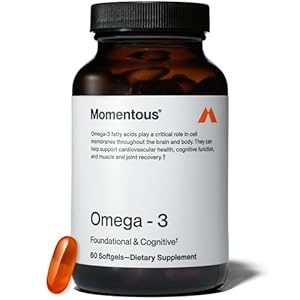 Momentous Omega-3 Fish Oil – High-Potency EPA & DHA Supplement for Men & Women – Supports Heart, Joint, & Brain Health – NSF Certified for Sport – Non-GMO – Gluten-Free – 1,600 mg – 30 Servings