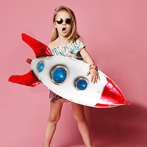 Restroma 10 Pack 4D Rocket Ship Balloon Helium Balloon Outer Space Foil Rocket Balloon For Kids' Party Balloons Birthday Party Decoration #TOP3