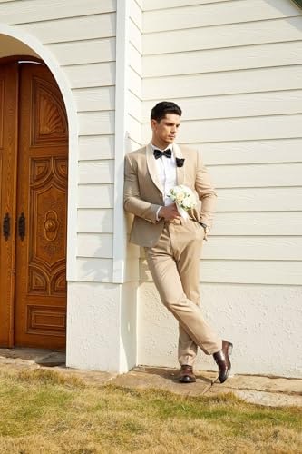 Men's Suits Slim Fit 2 Piece Suit Two-Button Shawl Lapel Blazer Elegant Formal Wedding Business Tuxedo4