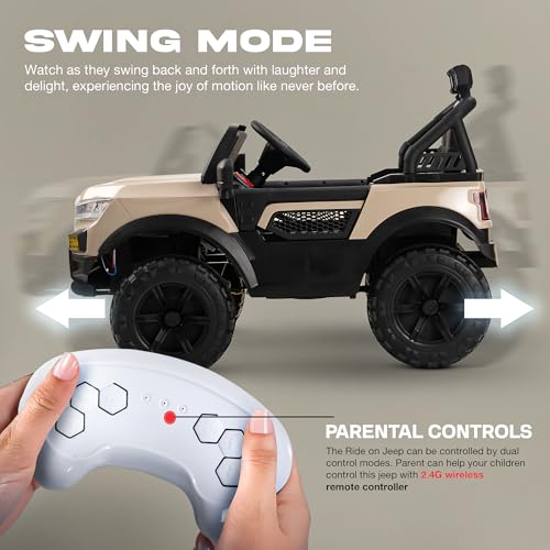 Image of Baybee Bumpy 4x4 Battery Operated Jeep for Kids, Ride on Toy Kid Car with RGB Windshield Light & Music | Baby Big Battery Cars | Electric Jeep Car for Kids to Drive 2 to 6 Years (Desert)
