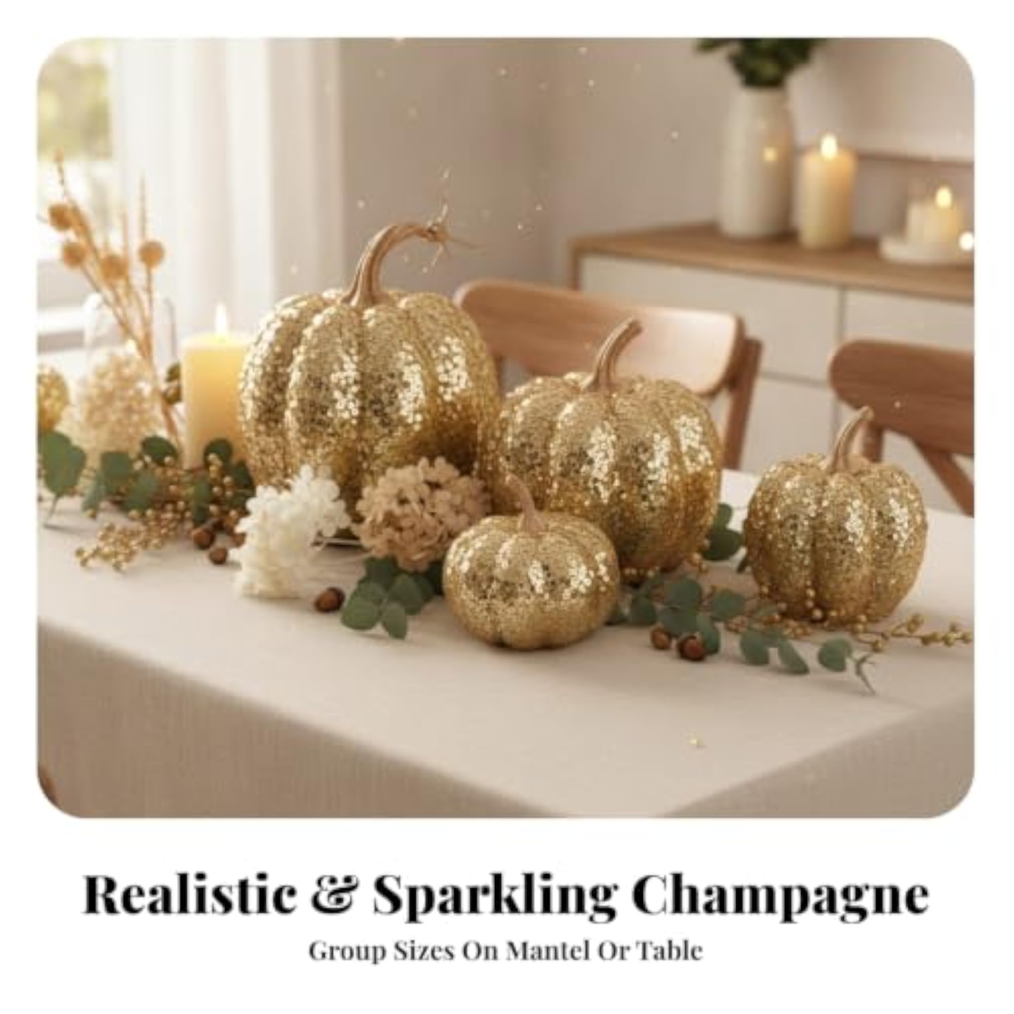 4 Pieces Glittery Pumpkin Shimmering Sequin Ornaments