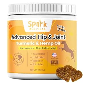 Joint Support Chews for Dogs – Advanced Dog Hip & Joint Relief Supplement for Small to Large Breeds, 120 Count Flavor Soft Chews with Glucosamine, Chondroitin, Turmeric & Hemp Oil – Made in USA