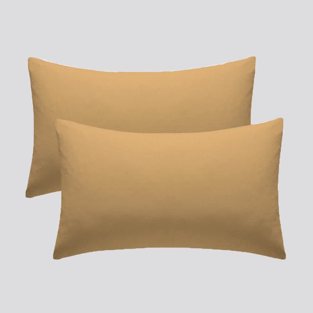 Laam linen®️ Luxury Pillowcase Pair of Housewife Non-Iron 100% PolyCotton Bedroom Bedding Pillow Cover 2 Pack (Natural)