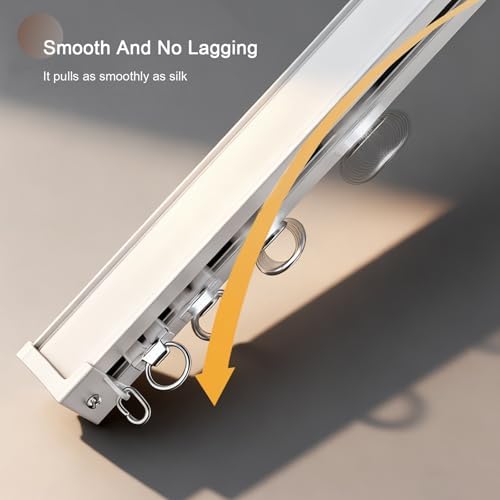 Aluminum Room Divider Ceiling Mount Rail Set - Easy Install Sliding Track Poles for Privacy - Ideal for RV, Shower, Window (White, 95cm/3.12ft)