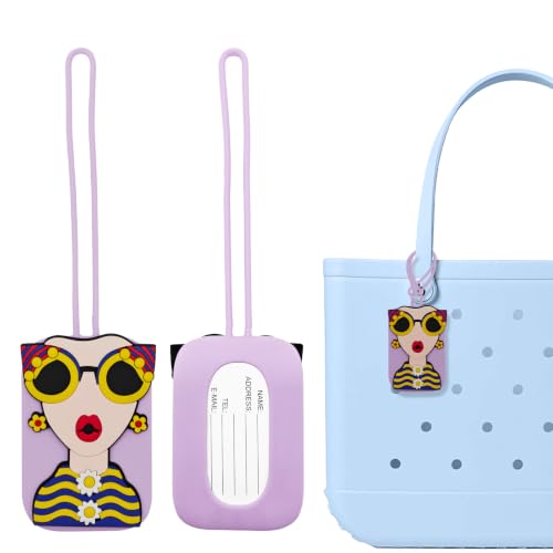 HMGES Silicone Luggage Tags for Bogg Bag,Waterproof,Personalized–Purple
