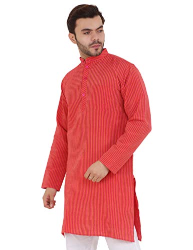 Image of LATEST CHIKAN Men's Cotton Blend Regular Striped Kurta