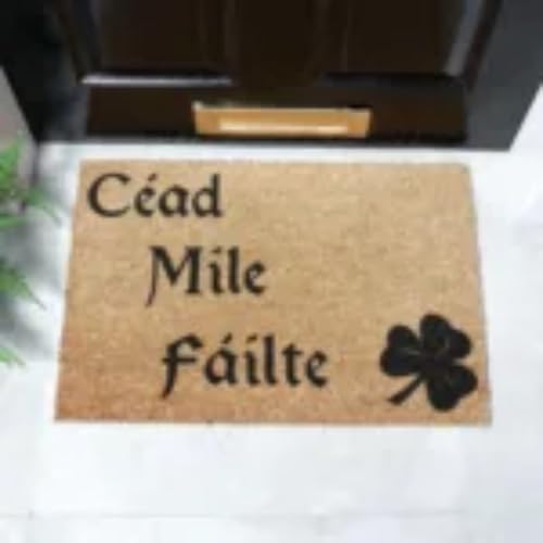 Artsy Mats - Cead Mile FailteDoormatt - Features Tufted Coconut Fibre - Non-Slip Rubber Backed Doormats - Heavy Duty, Decorative OutDoormats, (60x40cm)