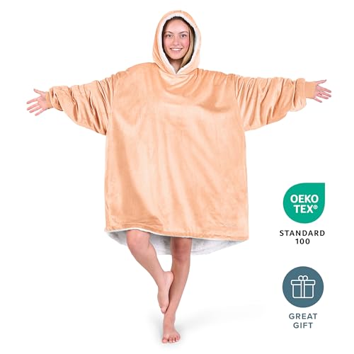 Image of Bare Home Wearable Blanket Hoodie - Soft Plush Sherpa - Warm and Cozy - Oversized Wearable Blanket