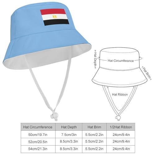 Kids Bucket Hat for Girls & Boys, Egypt Flag Pattern Bucket Hat for Girls Boys,Fun & Cool Fun Outdoor Vacation2