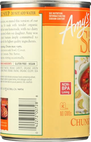 Image of Amy's Soup, Vegan Chunky Vegetable Soup, Gluten Free, Made with Organic Vegetables, Canned Soup, 12 Oz