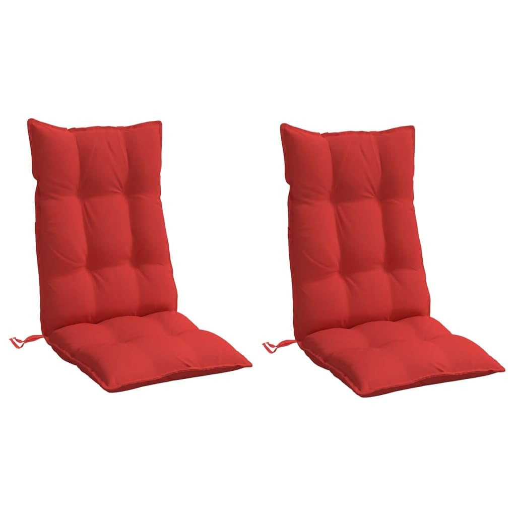 vidaXL Lot de 2 Coussins de Chaise à Dossier Haut, Galette de Siège Imperméable, Coussin d'Extérieur Anti-Glissement Jardin Terrasse, Rouge Tissu Oxford