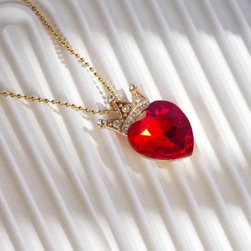Evie Red Heart Necklace Descendant Costume Queen of Hearts Princess Halloween Jewelry for Valentine's Gift4