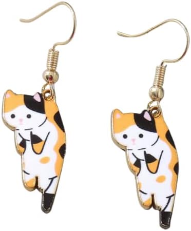 Aretes de gato kawaii aretes colgantes de dibujos animados aretes de gota regalos de cumpleaños lindos ganchos hipoalergénicos para mujeres y niñas