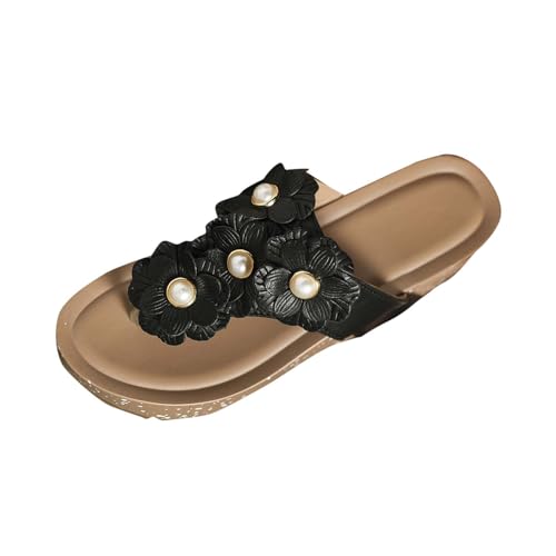 Pantoufles d'été décontractées au talon compensé léger, style féminin noir taille 39.5