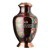 Best Friend Services Kennedy Elite Series Pet Urn with Personalized Engraving, Keepsake Pet Cremation Urn for Dogs and Cat Ashes (Medium, Raku, Brass Trim)