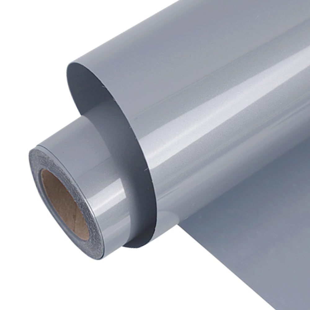 FUNKAKA Silver HTV Heat Transfer Vinyl Rolls, 12" x 9ft Glossy Silver Iron on Vinyl for T-Shirt, Adhesive HTV Vinyl for All Cutter Machines Easy to Cut &amp; Weed for Heat Vinyl Design