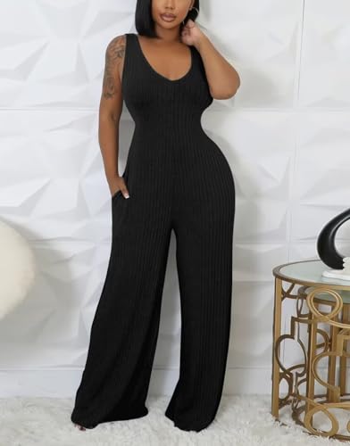 Annystore Sexy 2 Piece Set for Women Fall Outfit Ribbed Knit Long Sleeve Crop Cardigan Wide Leg Pants Set Jumpsuit Clubwear3