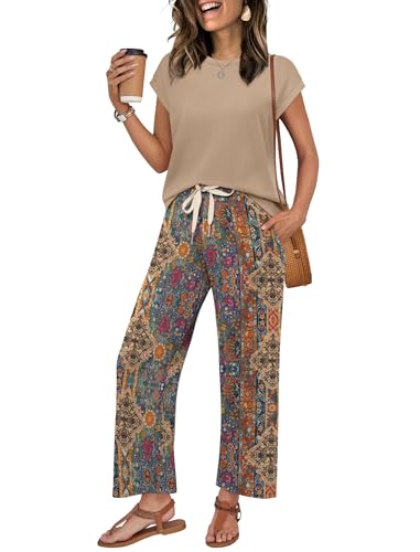 Image of WIHOLL Two Piece Sets for Women Summer Spring Outfits Lounge Sets Beach Vacation Clothes Airport Travel Matching Clothing
