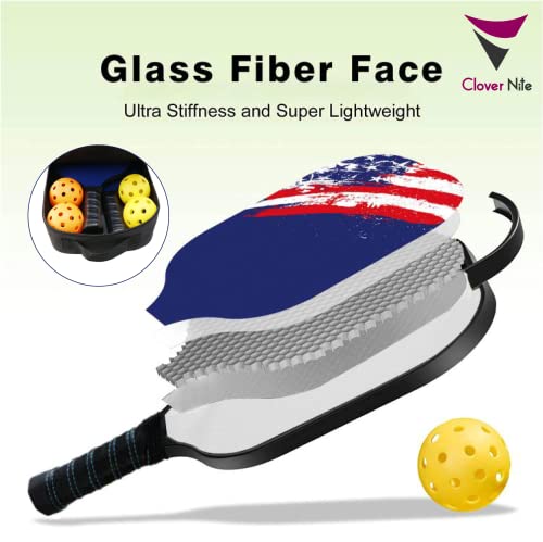 Clover Nite Fiberglass Surface Paddles Head Pickleball Paddles Rackets With 2 Indoor Balls, 2 Outdoor Balls And 1 Carrying Bag – Adult Competition Net Tournament Racket - Pickle Ball Paddle Set Of 2 #TOP1
