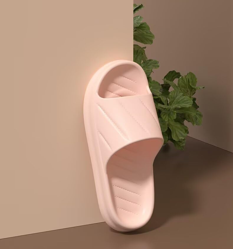 Non-Slip Quick-Dry Shower Slippers & Bath Sandals for Men Women, Ultra-Soft Cushion Thick-Soled EVA Shoes, Indoor Home Couple Slippers（Size：36-37，Pink）2