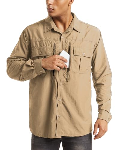 MAGCOMSEN Men's UPF 50+ Sun Protection Shirts, Button Down Long Sleeve Shirt for Hiking, Fishing, Safari2