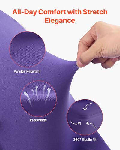 Image of VEVOR Chair Covers, Polyester Spandex Chair Cover, Stretch Slipcovers for Wedding Party Dining Banquet Flat-Front Chair Covers (Purple-c, 50PCS)