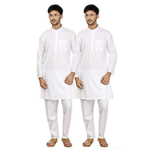 Kurta pyjama coton respirant contre la chaleur ensemble blanc Royal 2 pièces