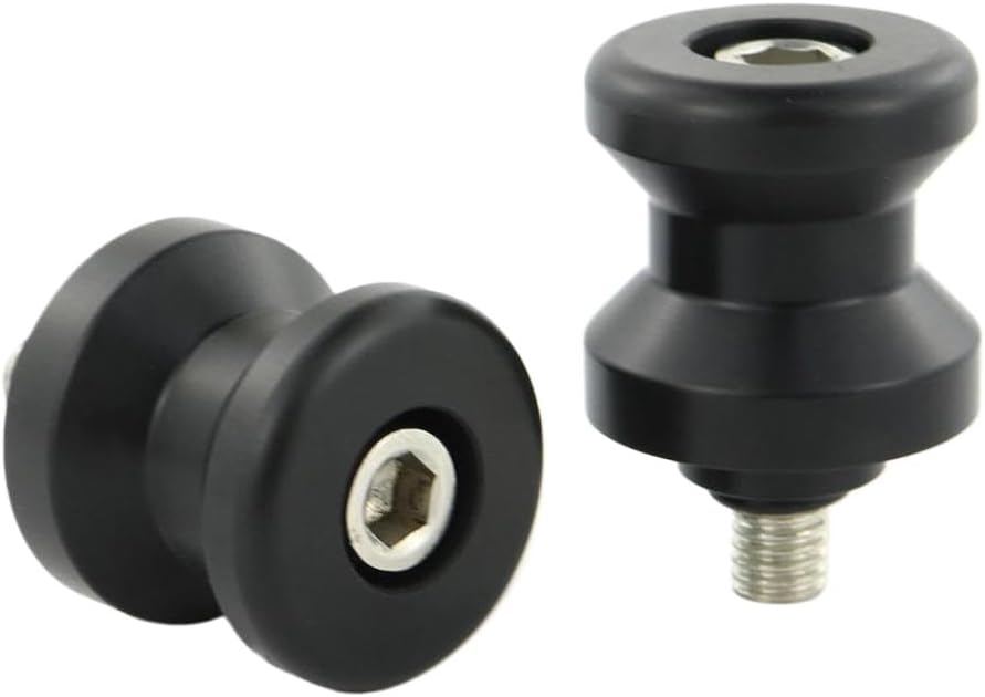 Motorcycle Swing Arm Spools M10x1 25 10mm Black Plastic Sliders Bobbins Compatible with Swingarm Stands