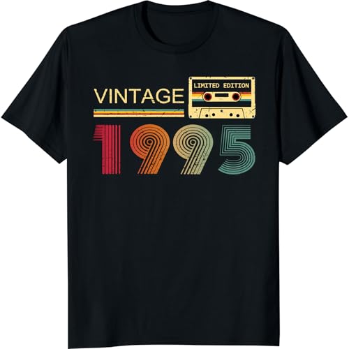 Vintage 1995 T Shirts for Men 30th Birthday Gifts for Men Dad Fathers Day Birthday Gifts for Husband Friend 1995 Tshirt