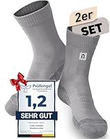 CORE GORIMO – 2 Paar – Merino Wandersocken Damen & Herren - mit Anti-Blasen Schutz - Wandersocken Herren & Damen zum Wandern, Hiking und Trekking (39-42, Grau)