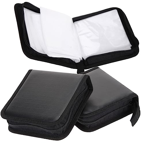 HOODANCOS 3Pcs Portable CD Case Holder Capacity Disc Wallet Bag Zipper CD Storage Organizer PU Faux Design for Car Home Travel Compact and